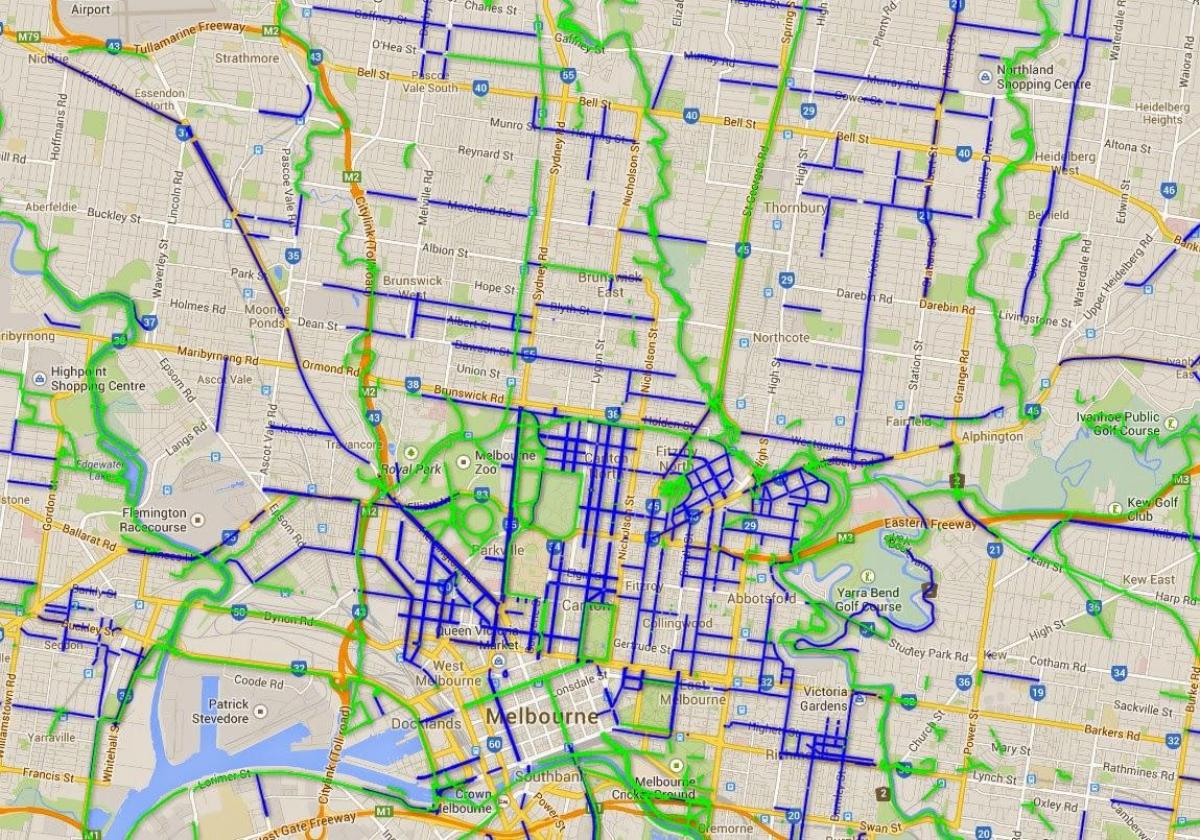 trasee de biciclete Melbourne arată hartă