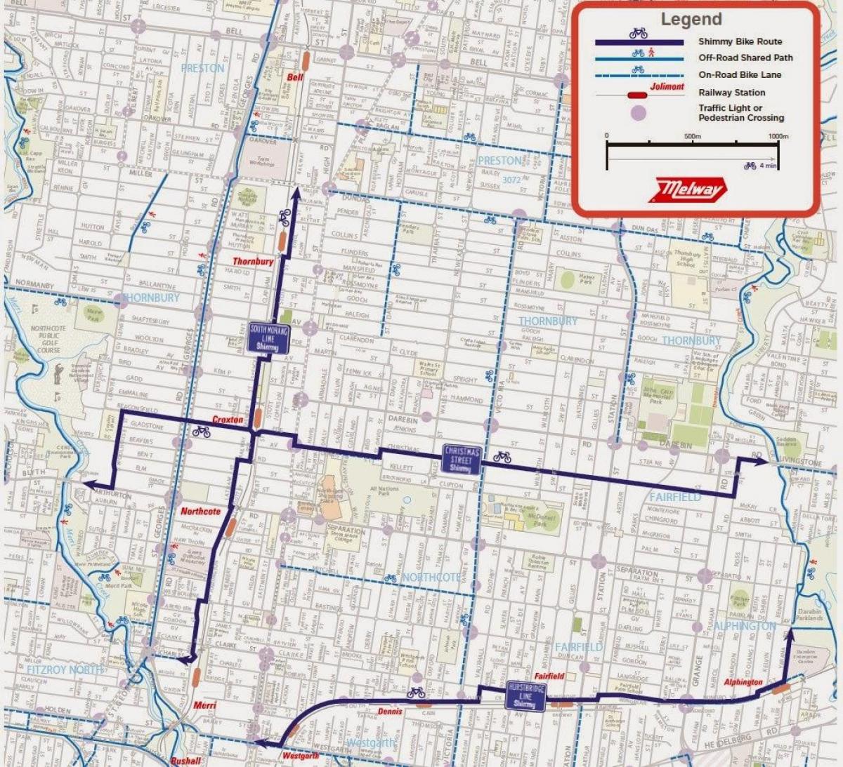 harta Melbourne cota de biciclete