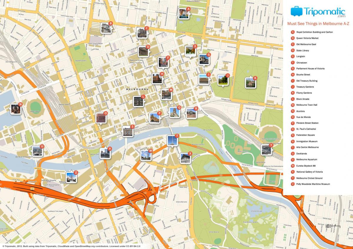 Melbourne turism hartă