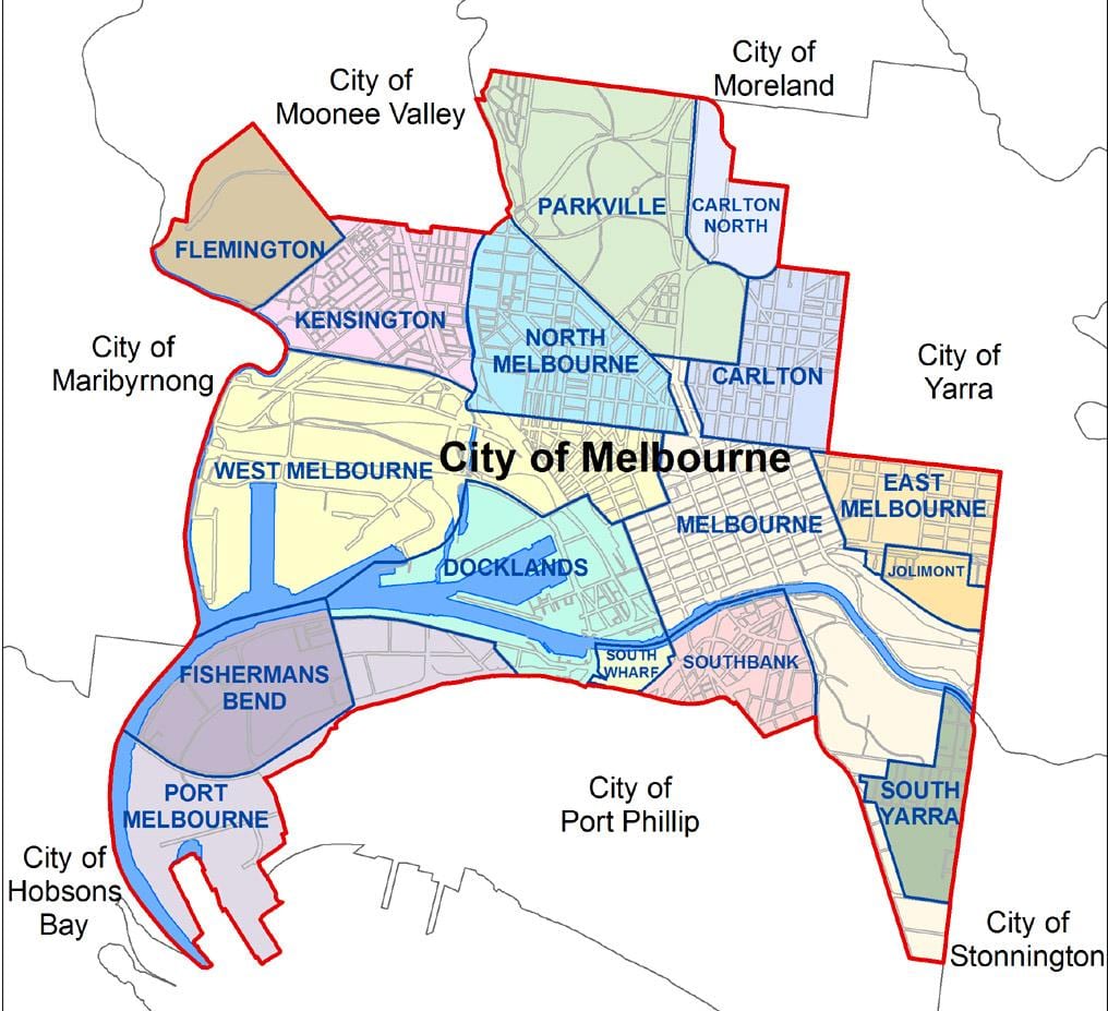 harta Melbourne suburbii