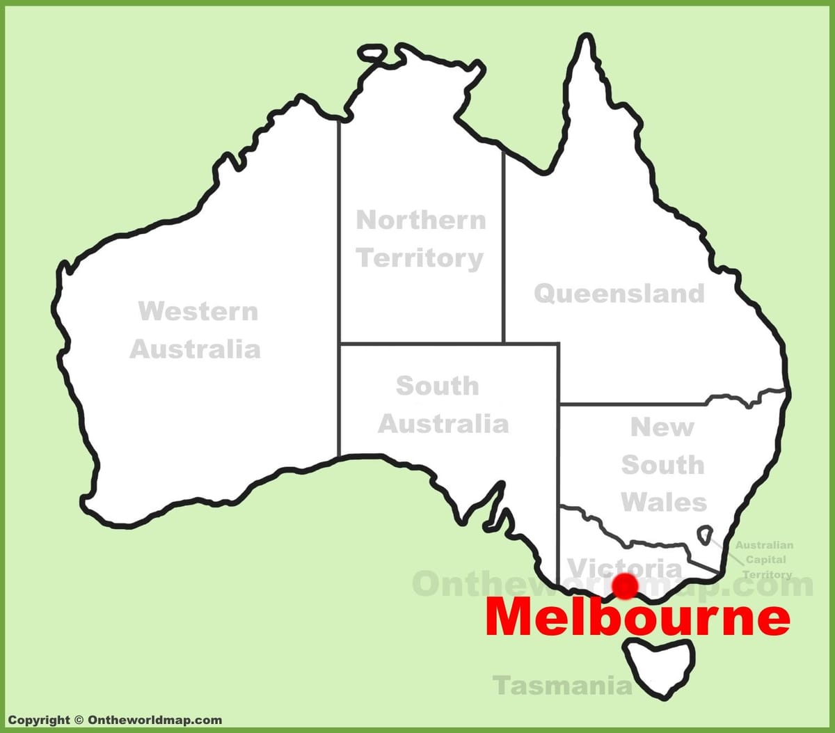 harta Melbourne, Australia
