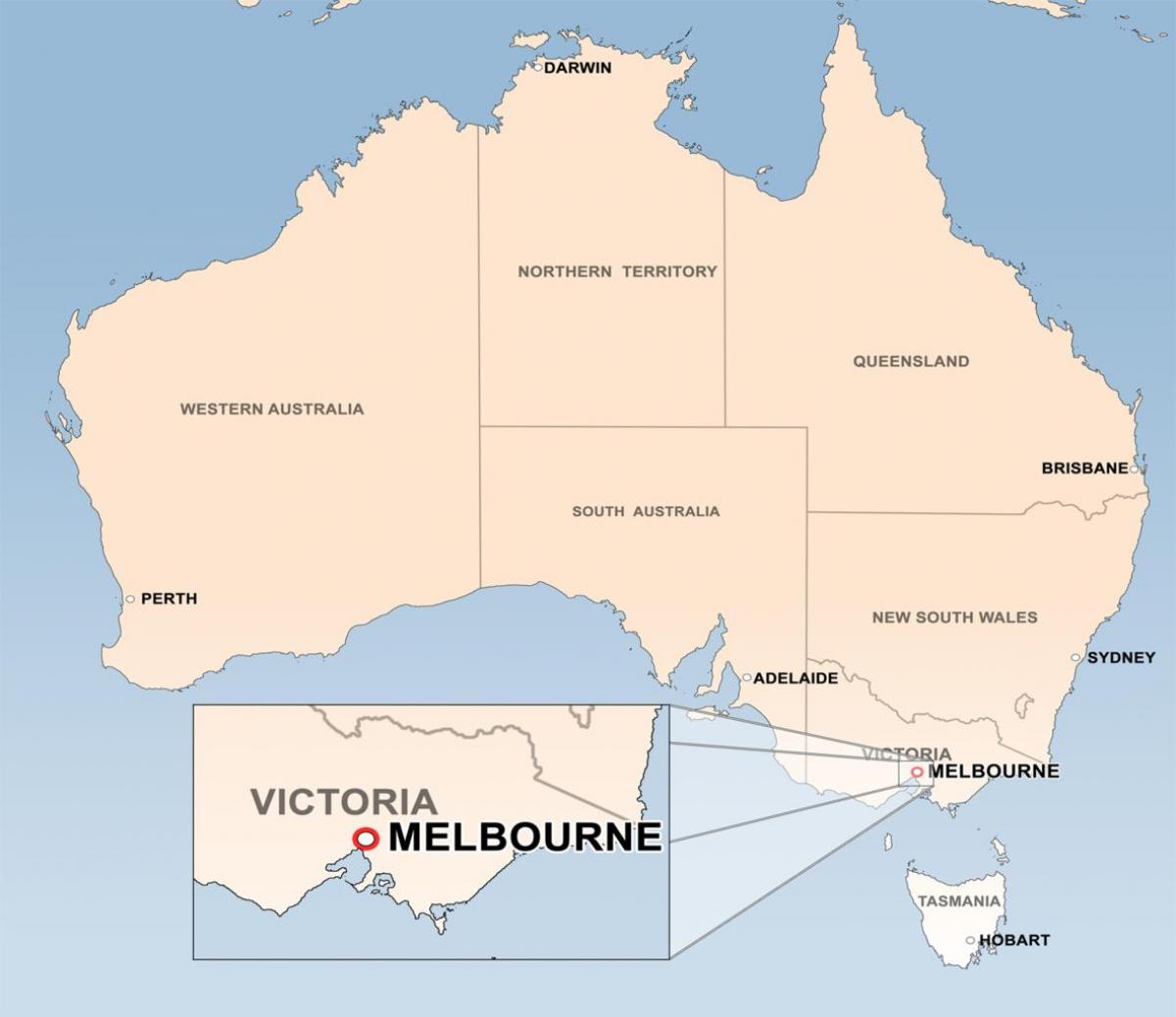 harta orasului Melbourne, Australia