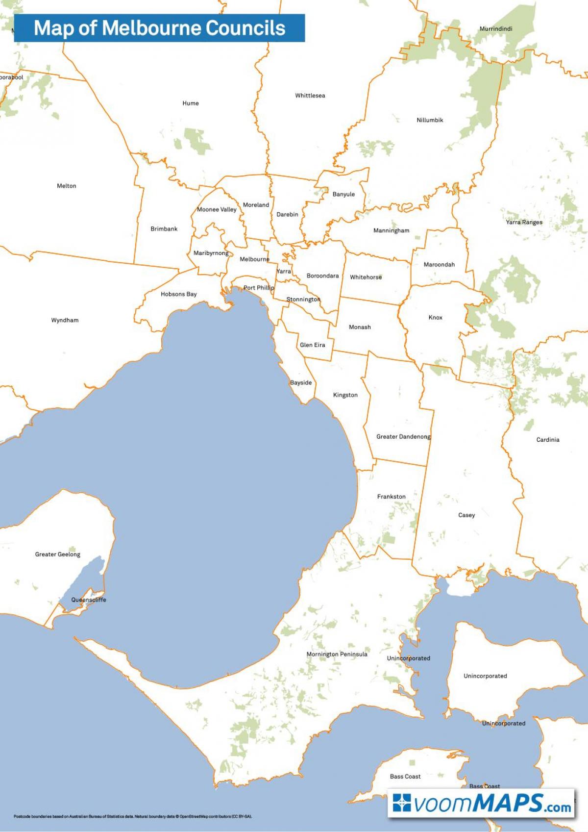 harta Melbourne consiliile