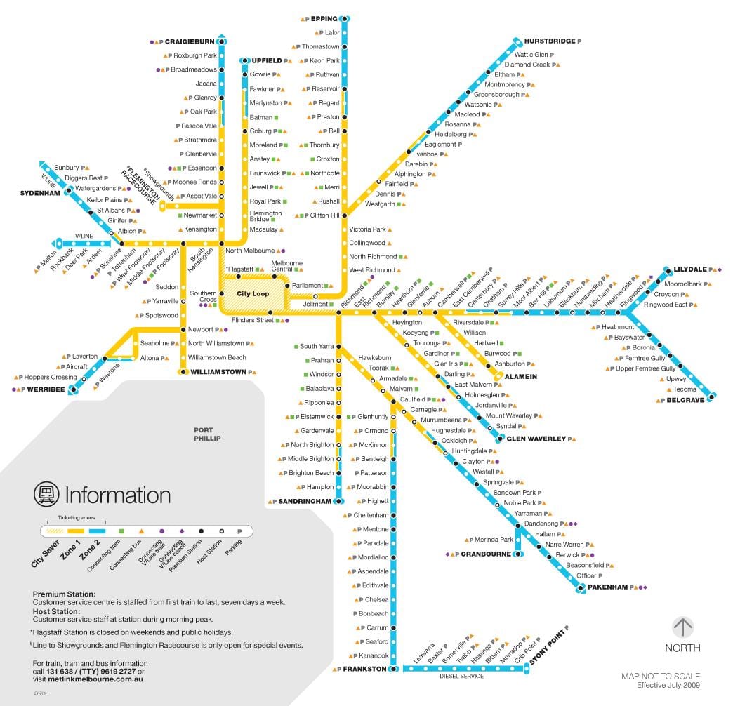 metro Melbourne arată hartă