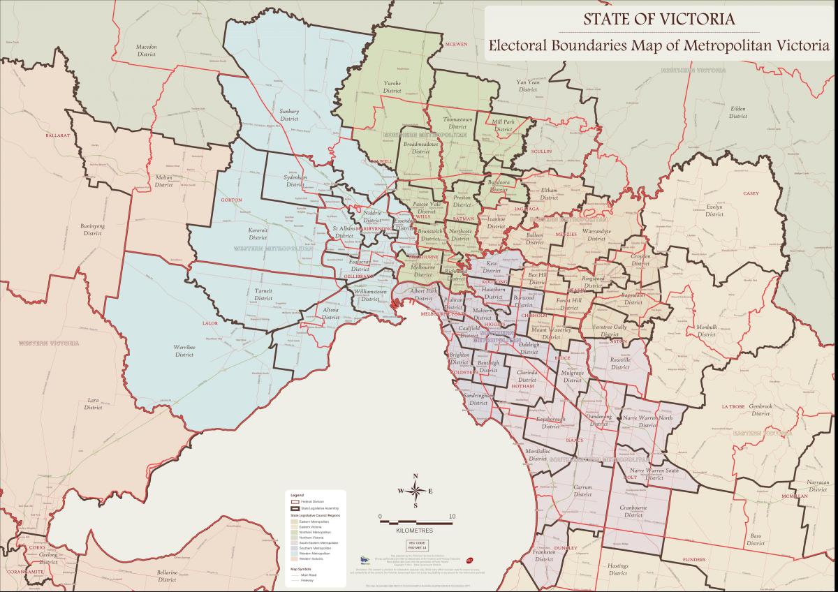 harta Melbourne suburbiile estice