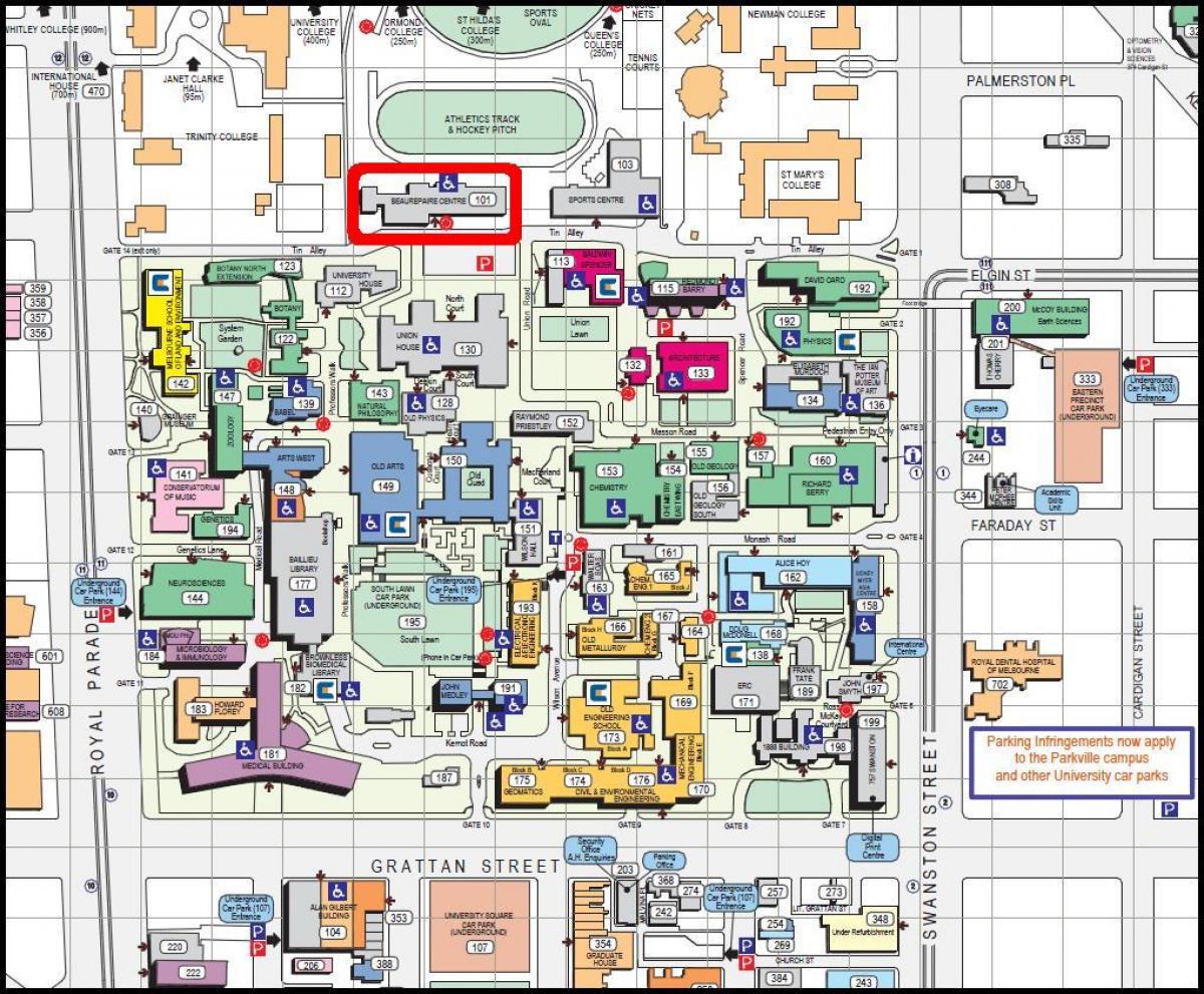harta de la universitatea Melbourne
