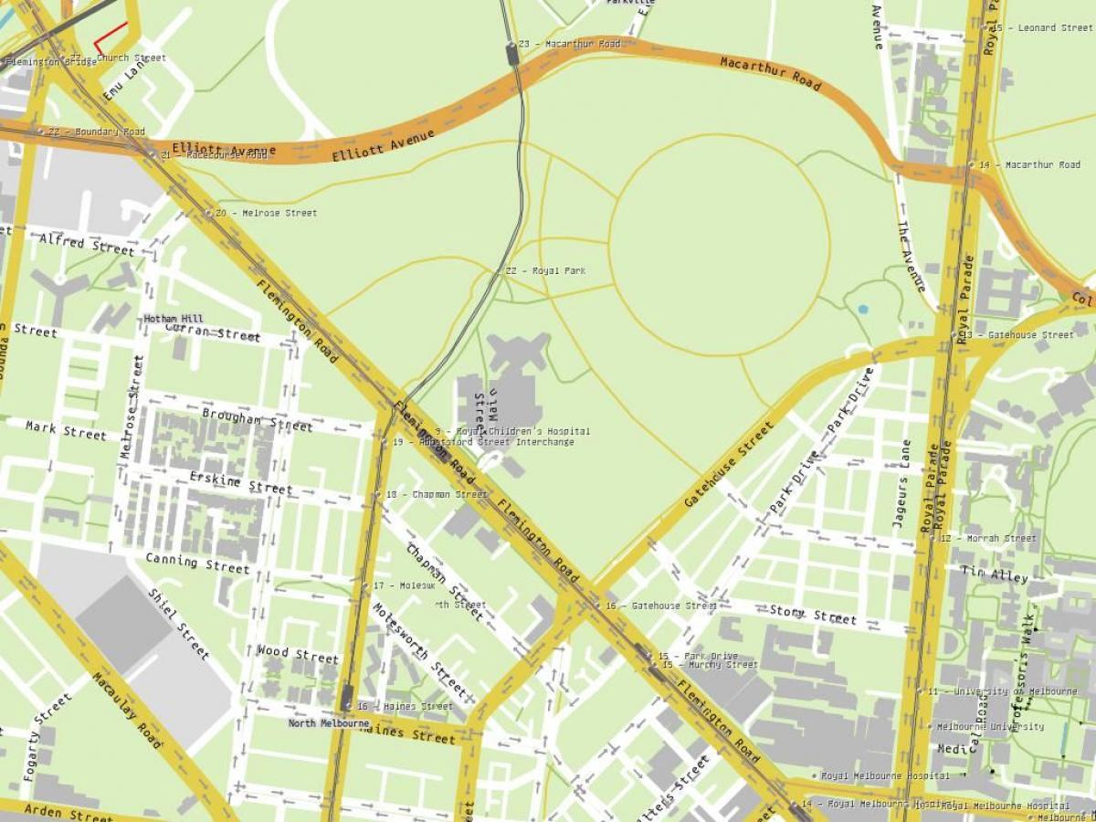 harta Royal spitalul de copii din Melbourne