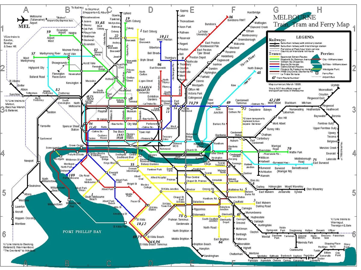 Melbourne autobuz hartă