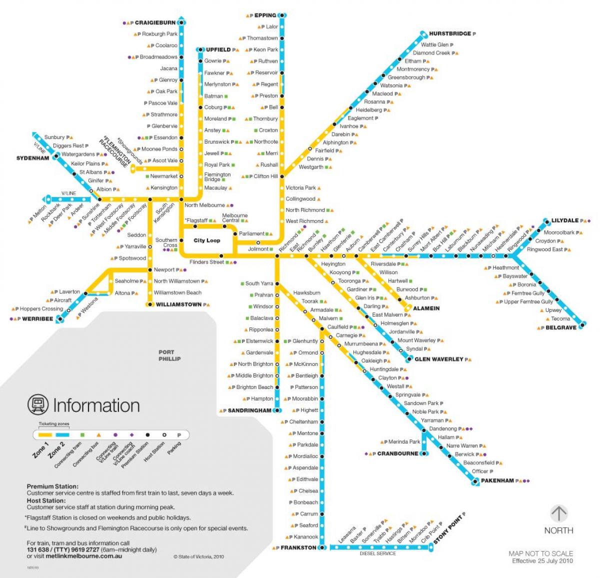 linia de tren harta Melbourne