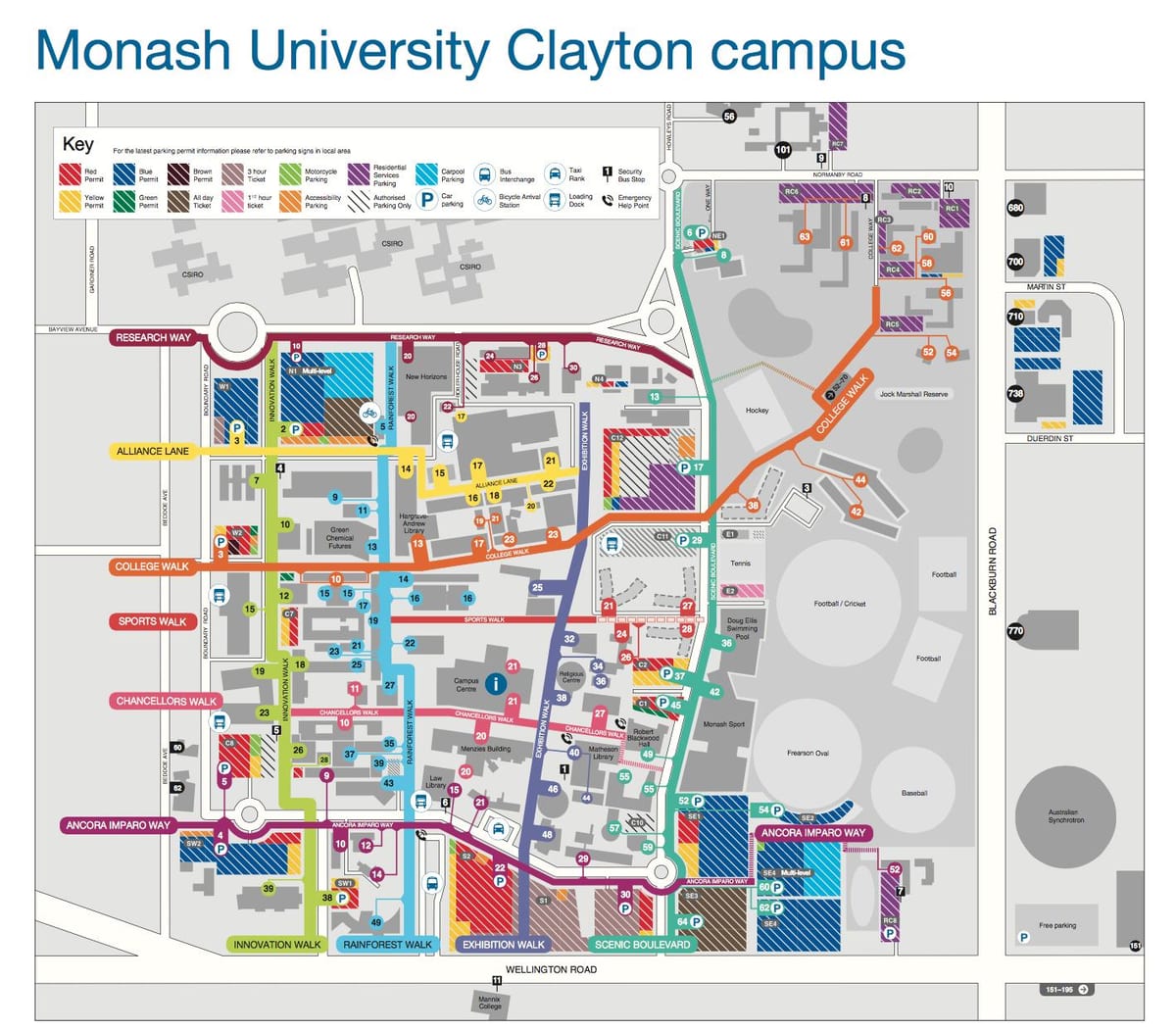 Universitatea Monash Clayton hartă