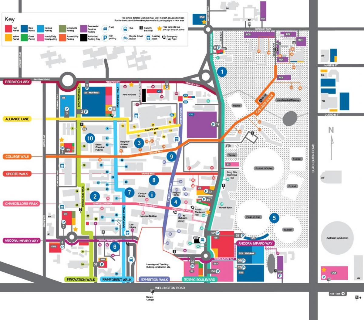 harta de la universitatea Monash