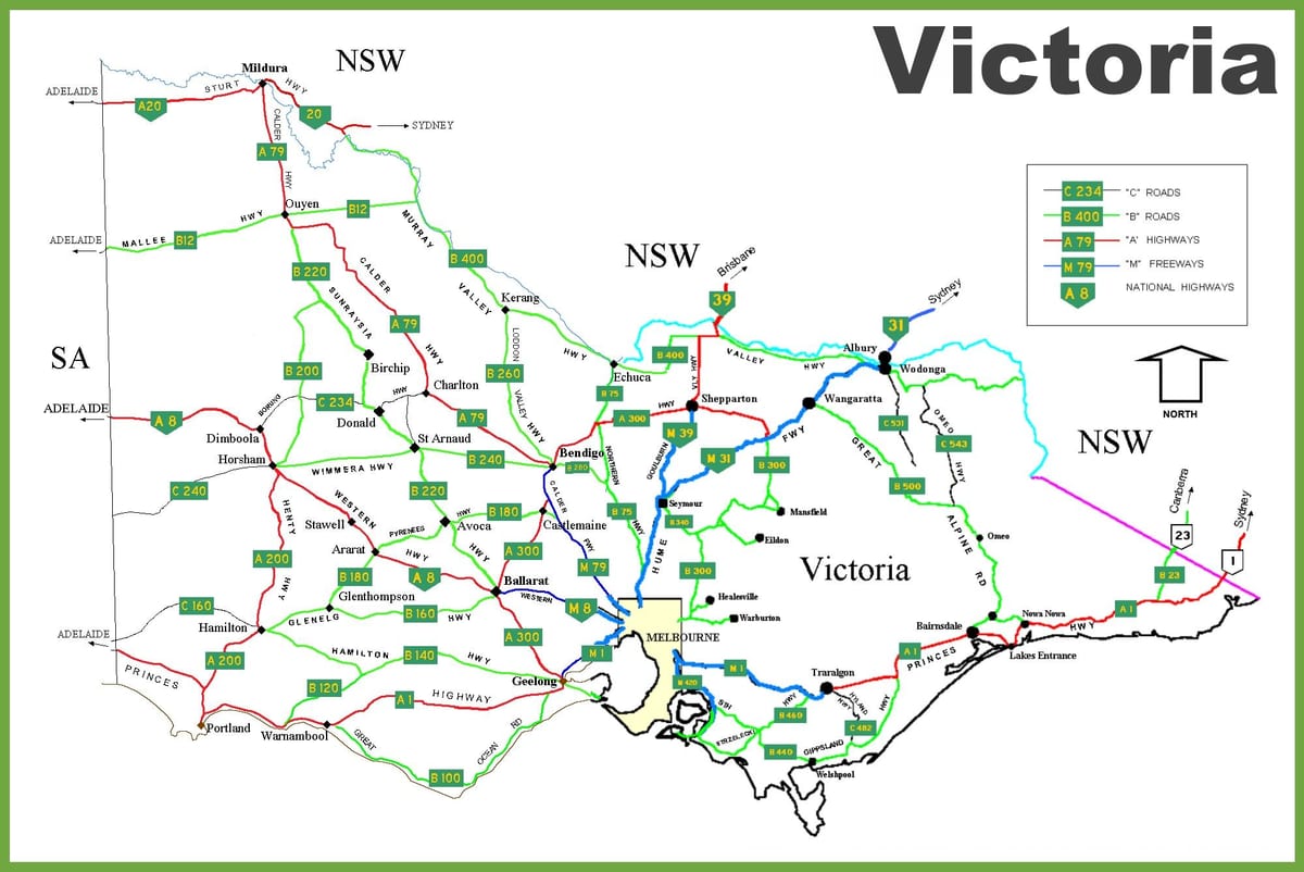 harta Victoria, Australia