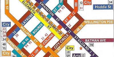 Melbourne cbd tramvai hartă