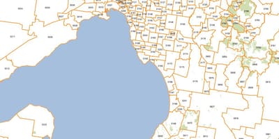 Harta Melbourne coduri poștale