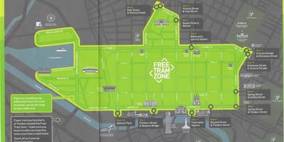 Melbourne gratuit de tramvai zona hartă
