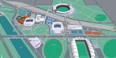 Melbourne olympic park arată hartă