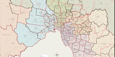 Harta Melbourne suburbiile estice